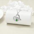 wholesale 925 Sterling Silver Frog Green Crystal Heart Pendant Necklace for Women-0-3