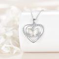 wholesale 925 Sterling Silver Heart & Butterfly Crystal Opal Pendant Necklace for Women-0-1
