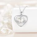 wholesale 925 Sterling Silver Opal Butterfly Heart Pendant Necklace-0-1