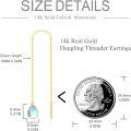 wholesale 14K Gold Teardrop Moonstone Threader Earrings for Women - Elegant Long Dangle s for Mothers' Day or Birthdays-0-4