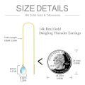 wholesale 14K Gold Teardrop Moonstone Threader Earrings for Women - Elegant Long Dangle s for Mothers' Day or Birthdays-0-4