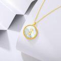 wholesale Gold 925 Sterling Silver Mother of Pearl Initial J Pendant Necklace for Women-0-1