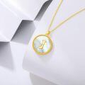 wholesale 925 Sterling Silver Pendant Necklace Gold Plated Letter J Initial Mother Of Pearl Moissanite-0-1