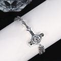 wholesale 925 Sterling Silver Norse Thors Hammer VegvÃ­sir Tree Of Life Charm Bracelet For Men & Women-0-3