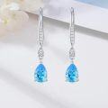 wholesale 925 Sterling Silver Blue Austrian Crystal Pear Drop Leverback Earrings for Women's Gifts-0-9