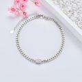 wholesale 925 Sterling Silver Square CZ Charm Chain Link Bracelet for Women 7 Length-0-3