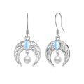 wholesale 925 Sterling Silver Celtic Knot Crescent Moonstone Pearl Drop Earrings-0-0