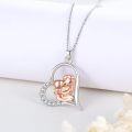 wholesale 925 Sterling Silver Heart-Shaped Angel and Puppy Pendant Necklace for Women's Gift-0-1