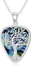 wholesale 925 Sterling Silver Tree of Life Abalone Shell Pendant Necklace for Women Girls-0-0
