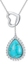 wholesale 925 Sterling Silver Genuine Blue Turquoise Bar Pendant Necklace for Women-0-0