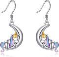 wholesale 925 Sterling Silver Unicorn Moon Dangle Drop Earrings for Women Girls Mom Daughter Gift-0-0