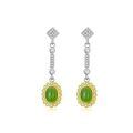 wholesale 925 Sterling Silver Green Jade and White Cubic Zirconia Bohemian Dangle Earrings Handcrafted Jewelry for Women-0-0