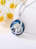 TOUPOP Sterling Silver Blue Crystal Cat Necklace Jewelry Gifts For Women Cat Lovers-0-1