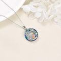 wholesale 925 Sterling Silver Blue Crystal Mermaid & Fox Tree of Life Pendant Necklace for Women Girls-0-3