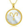 wholesale 925 Sterling Silver Mother of Pearl Aries Zodiac Pendant Necklace-0-0