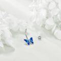 wholesale 925 Sterling Silver Butterfly Belly Button Ring with Blue Opal Stone Flower Piercing Jewelry for Women Hypoallergenic-0-3