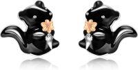 wholesale 925 Sterling Silver 925 Black Squirrel Stud Earrings Cute Animal  for Women Lover Christmas Gifts-Skunk