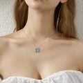 wholesale 925 Sterling Silver Green Leaf Heart Necklace-0-1