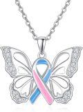 wholesale Sterling Silver Butterfly Pendant Necklace PTSD Awareness Inspirational Jewelry Gift for Women-0-11