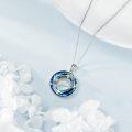 wholesale 925 Sterling Silver Round Blue Crystal Zodiac Pendant Necklace with Stars and Moon Design for Women Astrology -0-3