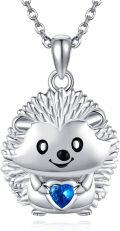 wholesale 925 Sterling Silver Hedgehog Heart Pendant Necklace - Cute Jewelry for Women Animal Lovers-0-0