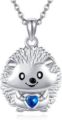 wholesale 925 Sterling Silver Hedgehog Heart Pendant Necklace - Cute Jewelry for Women Animal Lovers-hedgehog