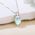 wholesale Sterling Silver Moonstone Bunny Heart Necklace - Elegant Rabbit Pendant Gift for Women-0-1
