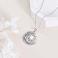 wholesale Sterling Silver Sun Moon Necklace w Blue Opal White Opal Abalone Labradorite Moonstone Gift for Teen Girls-0-20