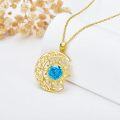 wholesale 18K Gold Plated Natural Gemstone Crescent Necklace for Women Moon Sun Pendant Gift for Her-0-2