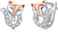 wholesale 925 Sterling Silver Fox Head Studs with Cubic Zirconia for Women Animal Ear Piercing  Ideas-Fox clip