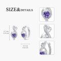 wholesale 925 Sterling Silver Heart-Shaped Purple Stone Studs with Cubic Zirconia Accents - 2 Pcs Set-0-3
