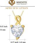 wholesale 14K Gold Moissanite Heart Shape Pendant Necklace - 1 Carat Diamond Equivalent (D Color & VVS Clarity)-0-4