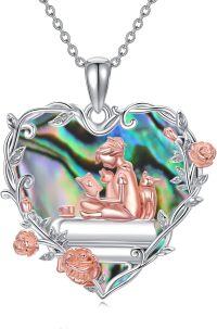 wholesale Sterling Silver Book Lover Necklace Reading Pendant Jewelry for Women-Book Lover-Abalone