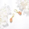 wholesale 925 Sterling Silver Pink Pressed Flowers Gold Leaf Drop Leverback Earrings-0-3
