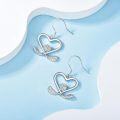 wholesale 925 Sterling Silver Heart-Shaped Dangle Earrings with Cubic Zirconia Stones for Sports Enthusiasts-0-3