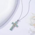 wholesale Sterling Silver Turquoise Cross Birth Flower Necklace 12 Month Pendant for Women Mom-0-33