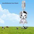 wholesale  925 Sterling Silver & Alexandrite Cow Charm Bead with White Zircon - 9.7x14.5mm June Birthstone Jewelry for Bracelet-0-2