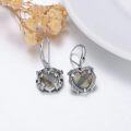 wholesale 925 Sterling Silver Labradorite Stone Gothic Skull Heart Drop Earrings-0-2