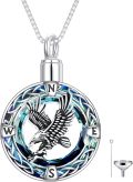 wholesale TOUPOP Toupo Eagle Urn Necklace For Ashes Sterling Silver Eagle Cremation Jewelry For Ashes With Blue Crystal Celtic Memorial Jewelry Gifts For Women Men Gifts -0-0