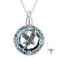 TOUPOP Sterling Silver Blue Crystal Eagle Urn Necklace For Ashes Memorial Jewelry-0-0