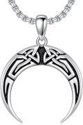 wholesale 925 Sterling Silver 925 Horned Moon Necklace with Celtic Knots for Men and Women -0-0