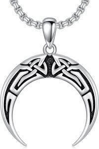 wholesale 925 Sterling Silver 925 Horned Moon Necklace with Celtic Knots for Men and Women -C01-Celtic Moon
