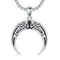wholesale 925 Sterling Silver Celtic Knot Crescent Horn Pendant Necklace Oxidized Black Vintage Jewelry-0-0