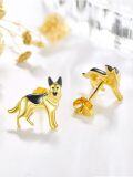 wholesale 925 Sterling Silver German Shepherd Dog Stud Earrings for Women - Pet Lover Gift-0-1