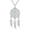 wholesale 925 Sterling Silver Celtic Knot Dreamcatcher Pendant Necklace With Moonstone-0-0