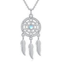 wholesale 925 Sterling Silver Celtic Knot Dreamcatcher Pendant Necklace With Moonstone-E-Dream Catcher
