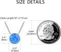 wholesale 925 Sterling Silver Blue Lab-Created Opal 8mm Round Pendant Necklace with Extender Chain - 20 Total Length-0-5