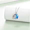 wholesale 925 Sterling Silver Heart Family Pendant Necklaces for Women I Love You Forever Blue Crystal Mothers Day Gifts-0-1