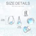 wholesale 925 Sterling Silver Moonstone Huggie Hoop Earrings for Women Girls Minimalist  48mm Diameter-0-3