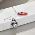 TOUPOP Sterling Silver Skull Earrings Jack Skellington And Sally Nightmare-0-1